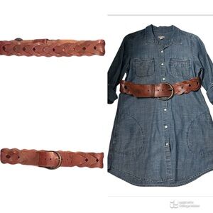 Preston & York Oversized Braided Leather Belt in Brown